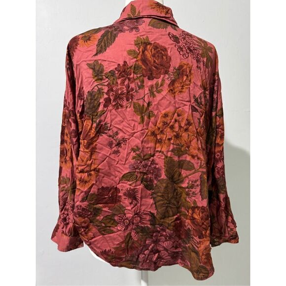 Anthropologie Dolman sleeve floral print button front shirt M - Picture 6 of 7